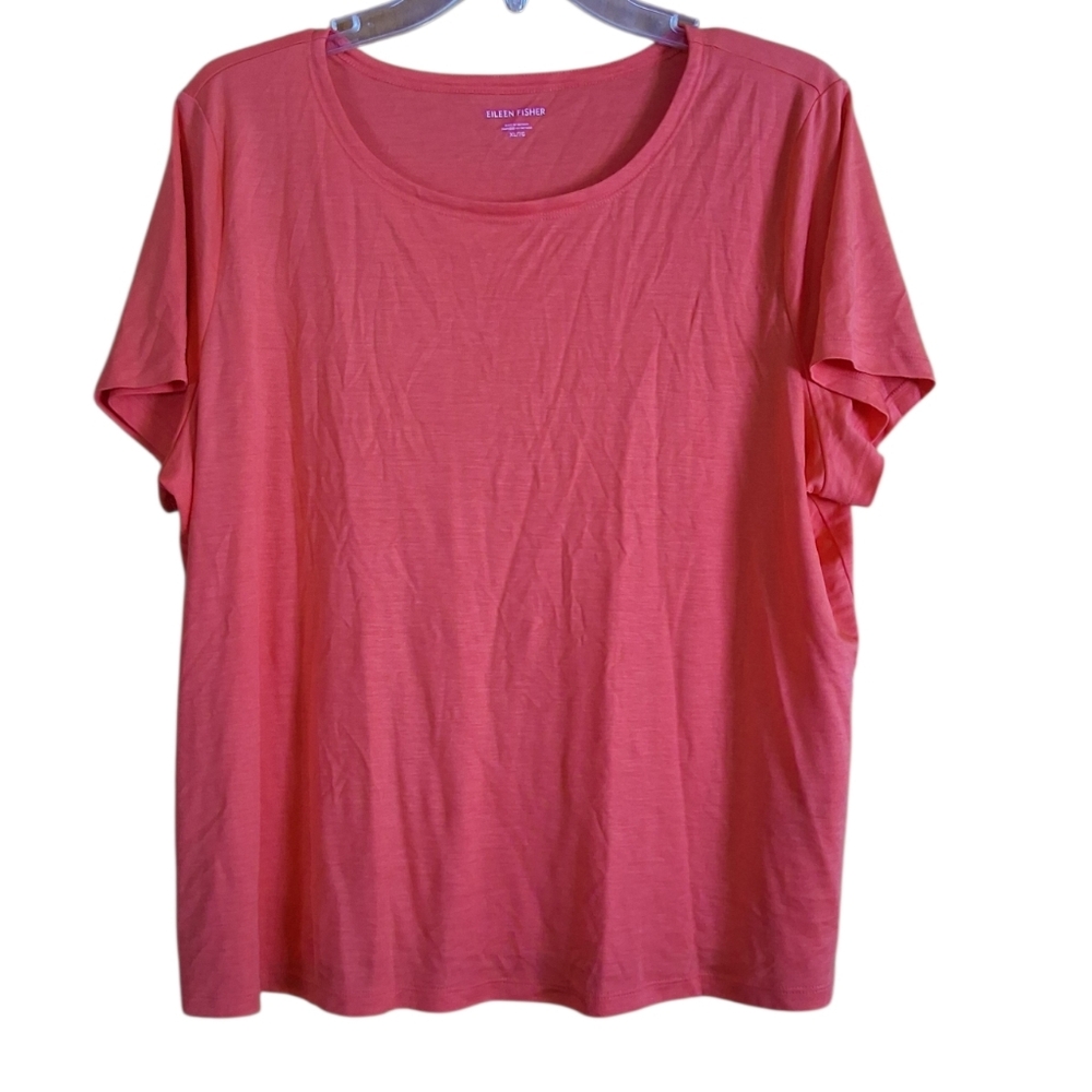 Eileen Fisher Short Sleeve Shirt Coral Size XL